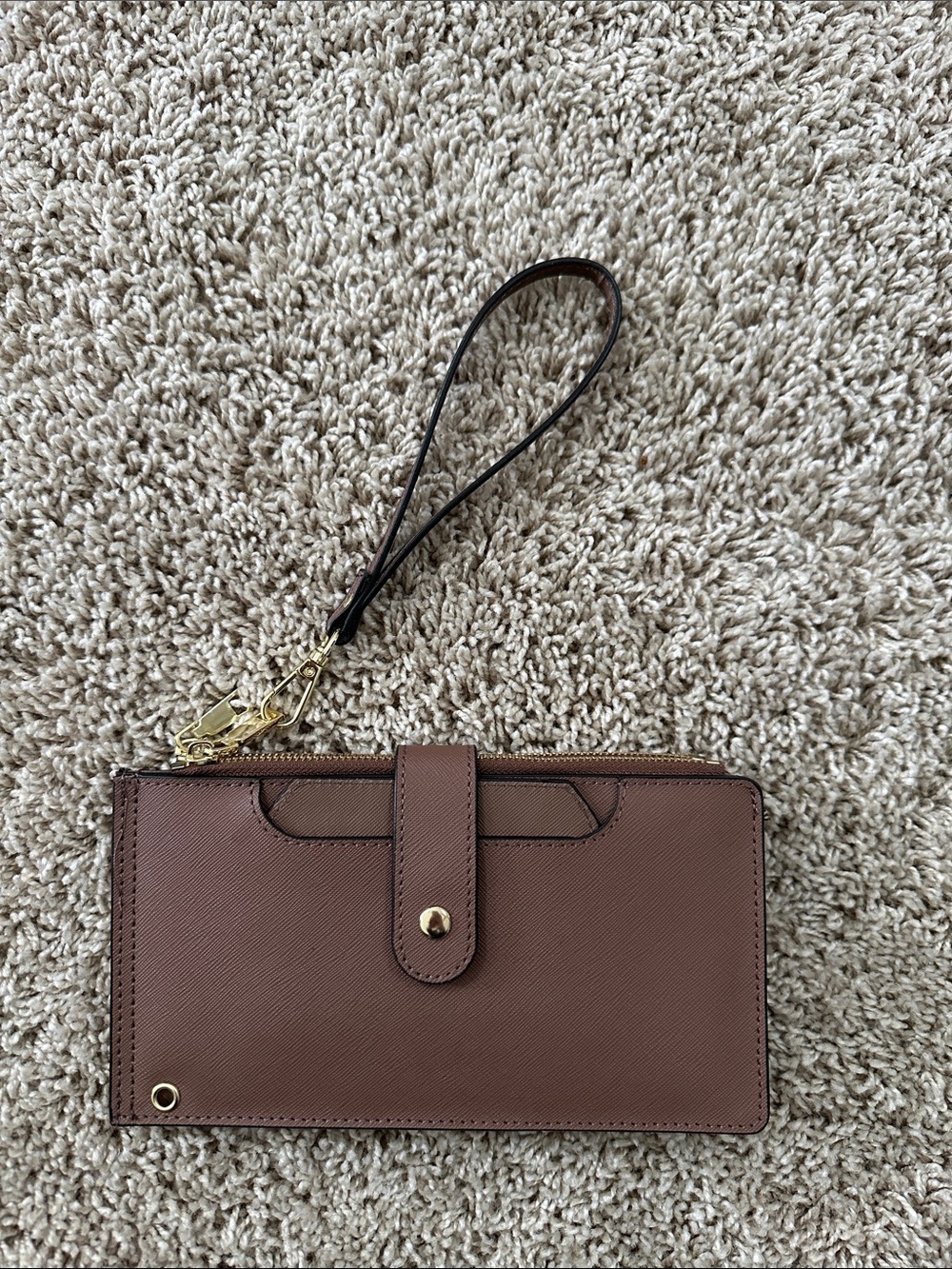 Brown Leather Wristlet Wallet - Women Bags